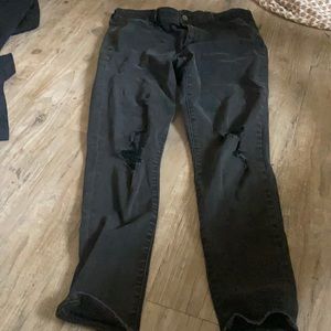 Faded and distressed jeans